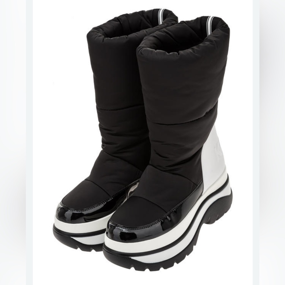 Michael Kors Stylish Black and White Faux fur-lined Women's Winter Boots